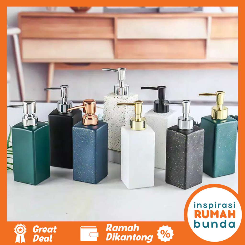 Jual Refill Pump Bottle Marble Ceramic Soap Dispenser Botol Keramik