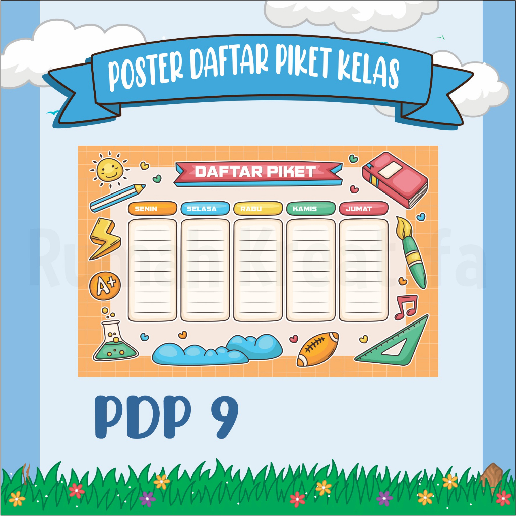 Jual Poster Jadwal Piket Hiasan Kelas Tugas Sekolah Wipe Clean