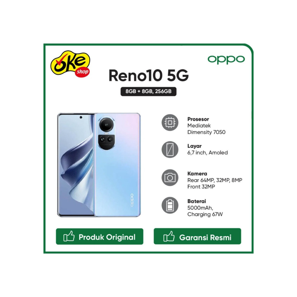 Jual OPPO Reno 10 5G (8/256GB) - Garansi Resmi Oppo | Shopee Indonesia