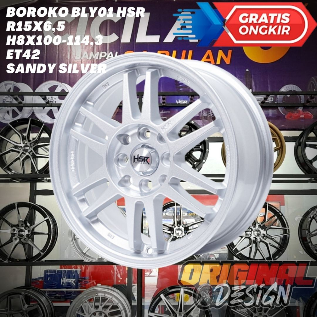 Jual Velg Mobil Racing Ring 15 R15 HSR BOROKO BLY01 Lebar 6,5 Buat 4 ...