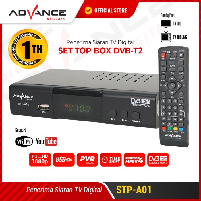 Jual Set Top Box DVB T2 Advance STPA01 STB Receiver Digital Signal TV