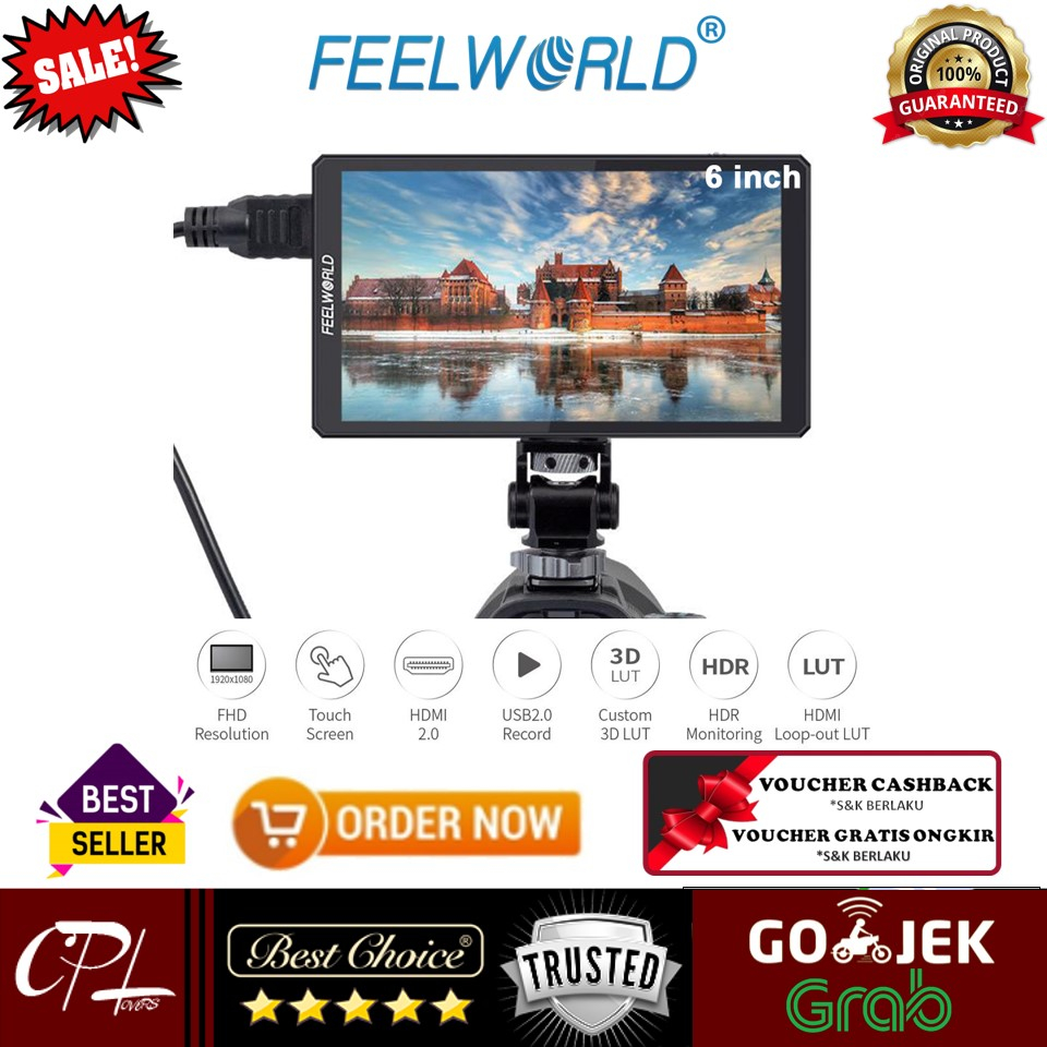 Jual FeelWorld CUT6 6" 4K HDMI Touchscreen Recorder/Monitor | Shopee ...