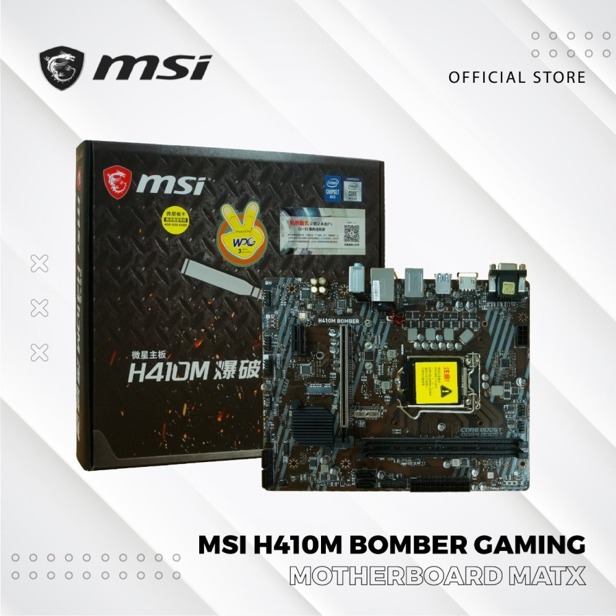 Jual Motherboard MSI H410M BOMBER mATX LGA1200 HDMI VGA MSI H410