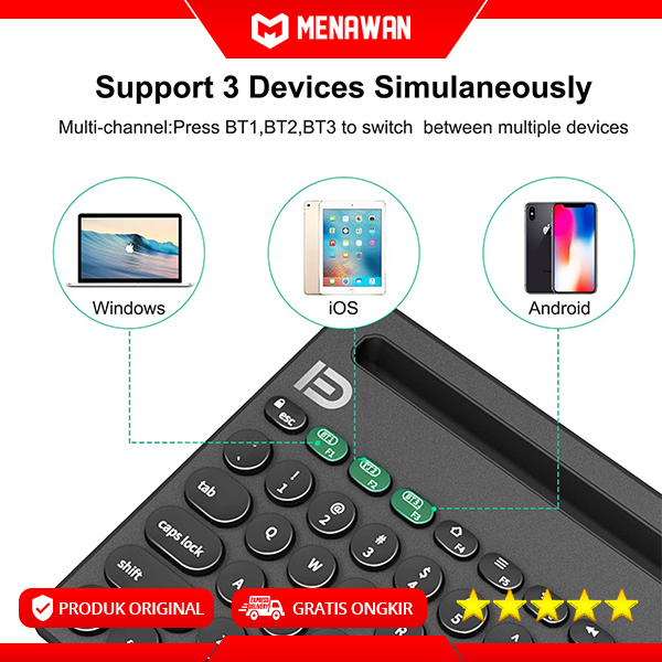 Jual FD Keyboard Wireless Bluetooth iPad Tablet PC Komputer Multiple ...