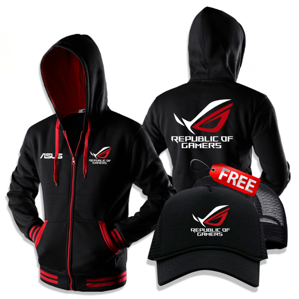 Jual Jaket Zip Hoodie Asus Rog Republic Of Gamers All Size - S M L XL ...