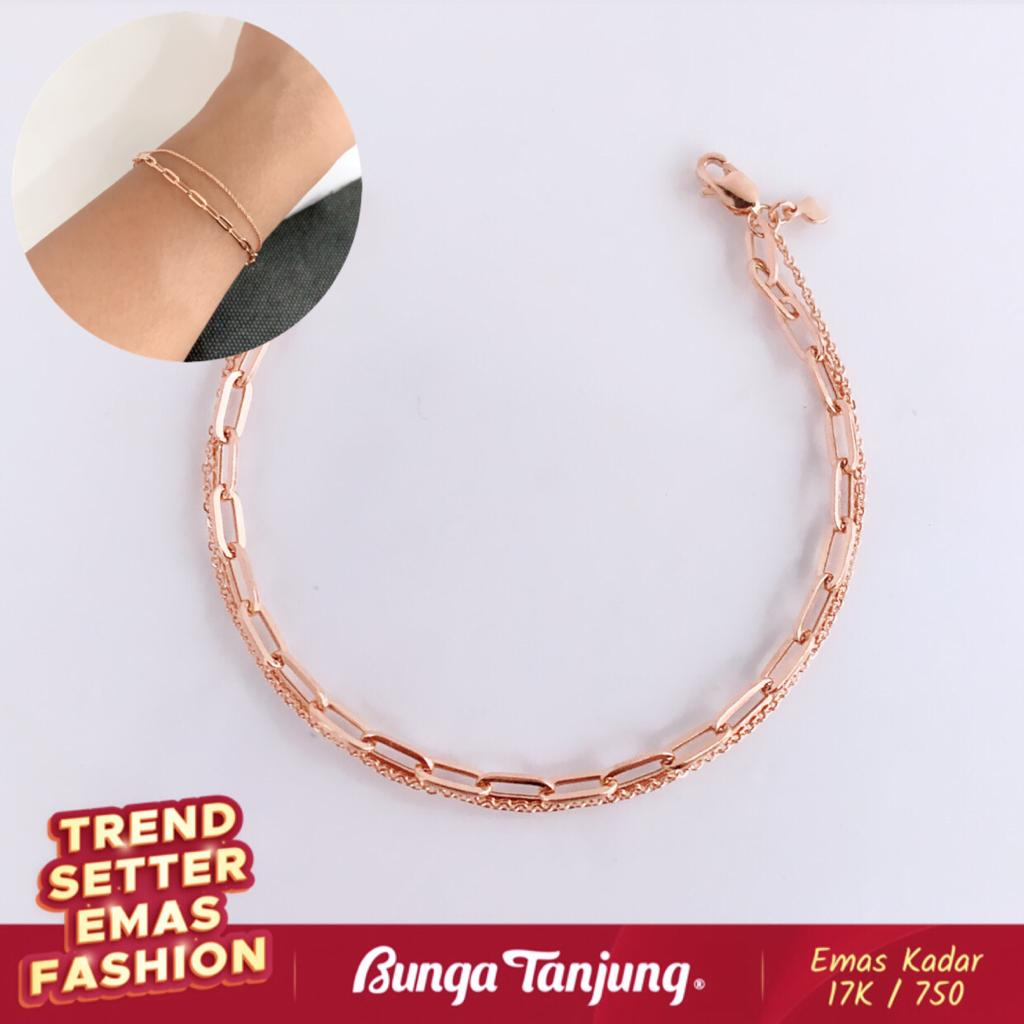 Jual GELANG PAPERCLIP 2 LAYER EMAS 17K BUNGA TANJUNG GOLD Shopee
