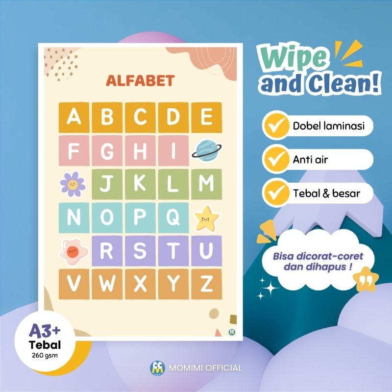 Jual [WIPE & CLEAN] Poster Angka dan Huruf Edukasi Anak Belajar ...