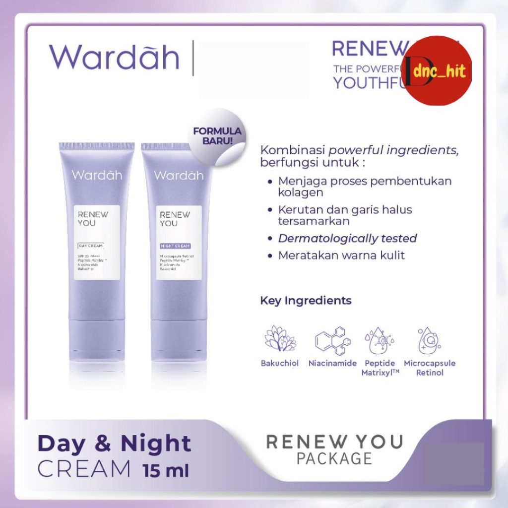 Jual KECIL Wardah Renew You Anti Aging Day Cream & Night Cream 15 ml