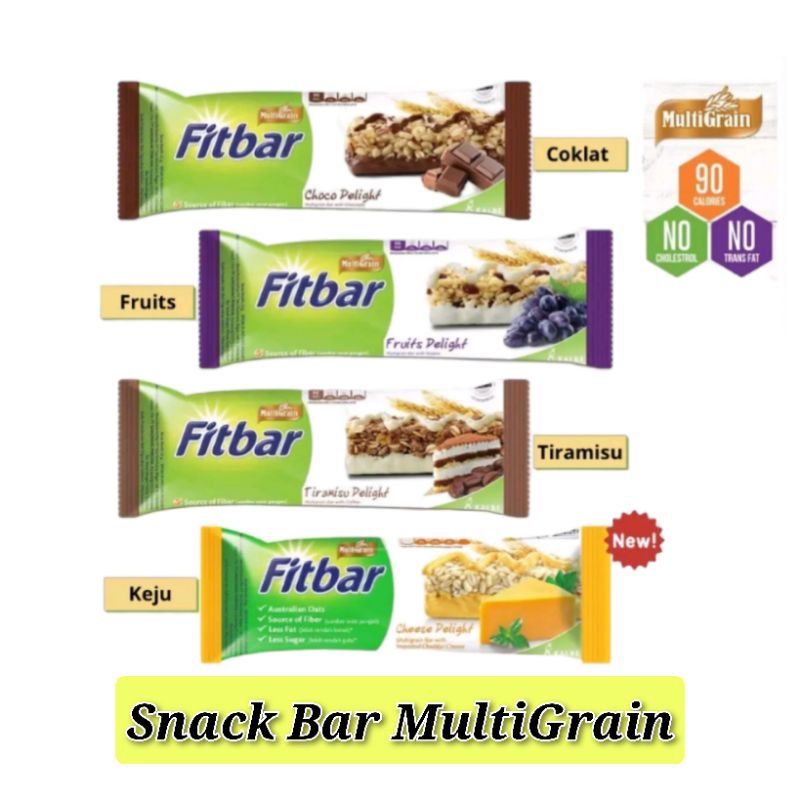 Jual FITBAR MULTIGRAIN Rasa Tiramisu,Choco,Fruits,Cheese isi 20g Harga ...