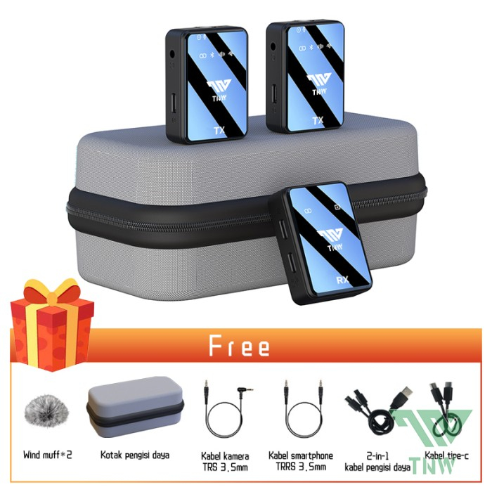 Jual TNWN11 Microphone Wireless Dual Mikrofon Clip on Mic hp Live