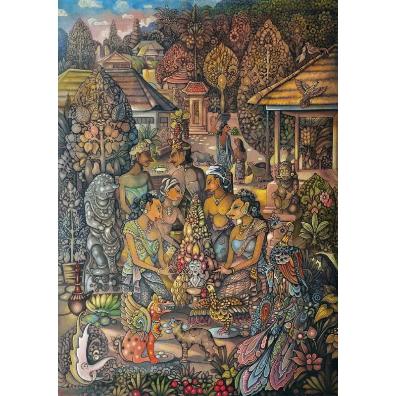 Jual LUKISAN KUNO , PERSIAPAN UPACARA , ANTIK DAN LANGKAH , HIGH ...