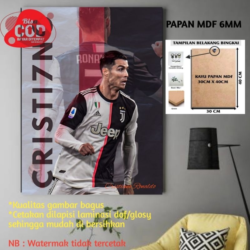 Jual Poster Cristiano Ronaldo Pemain Bola Untuk Hiasan Dinding Atau Walldekor Dari Bahan Papan