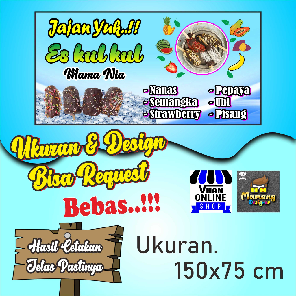 Jual Cetak Spanduk Banner Es Kul Kul, Es Lumur Coklat, Jajanan Viral ...