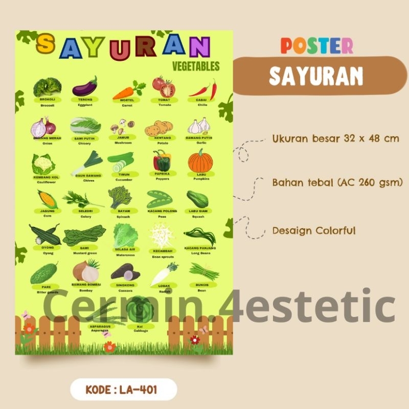 Jual Poster Sayuran Edukasi Anak Shopee Indonesia