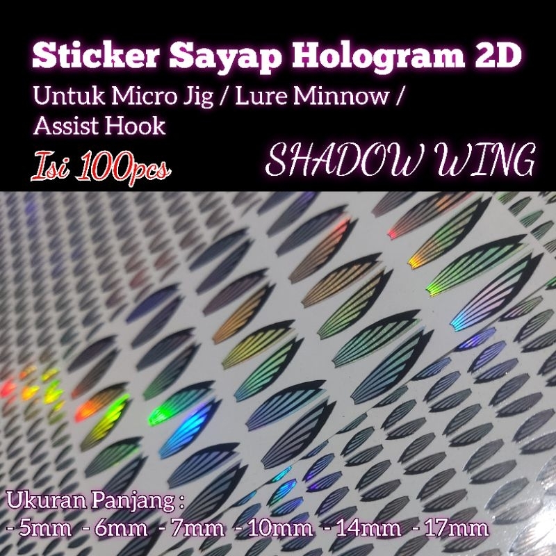 Jual 100PC STICKER HOLOGRAM SIRIP/SAYAP LURE SHADOW 5MM-17MM LURE ...