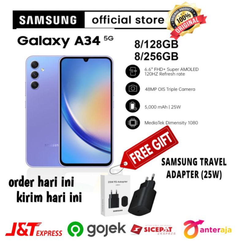 Jual SAMSUNG A34 8/256 5G GARANSI RESMI INDONESIA 100 % ORIGINAL ...
