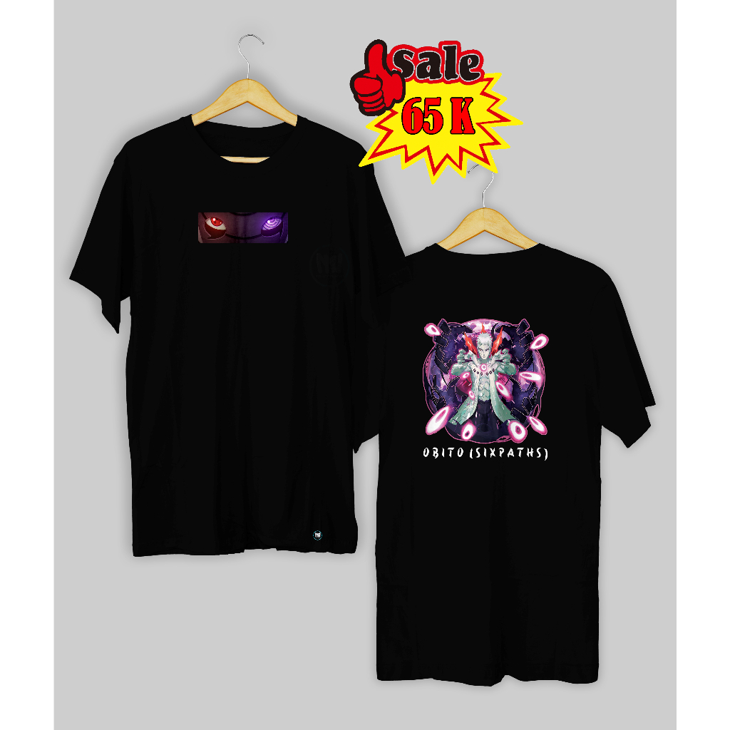 Jual Baju Kaos Tshirt Distro Pria Cowok Lengan Pendek Terbaru Motif Anime Naruto Obita Uchiha