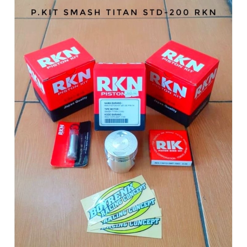 Jual PISTON KIT SEHER SET SMASH TITAN STD-200 RKN RIK RIKEN | Shopee ...