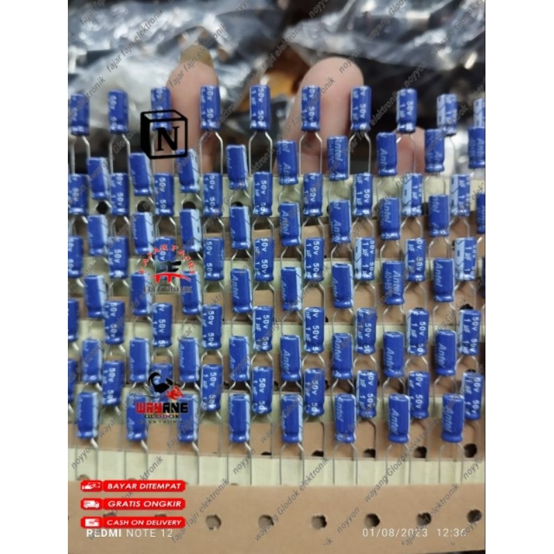 10 Condensatori Elettrolitici JCCON 1uF 50V Low ESR, 5x11mm, 105°C, Nuovi