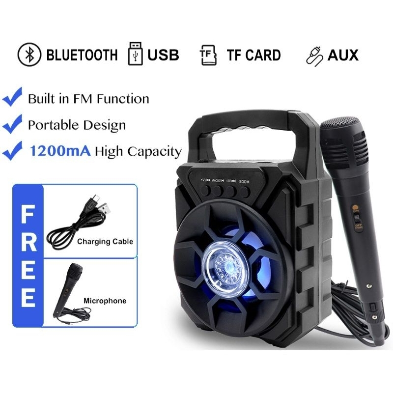 Jual Speaker Bluetooth Karaoke Free Mic 3,5Inchi Salon Aktif Portable