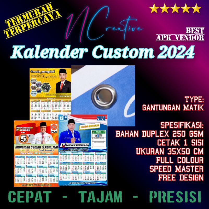 Jual 1000 PCS CETAK KALENDER DINDING PARTAI 2024 CUSTOM DUPLEX 250GSM ...