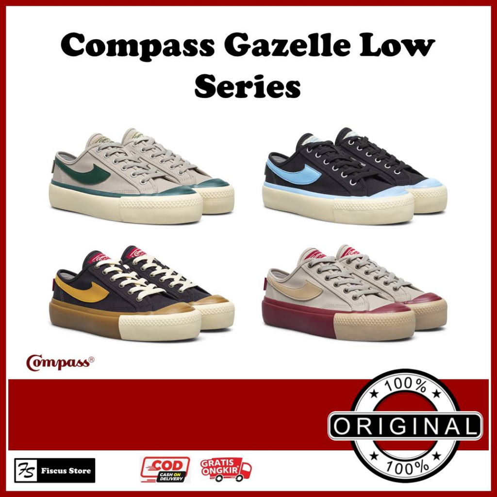 Jual [original] Sepatu Compass Gazelle Low Wafer Green Choco Ice Caramel Wafer Maroon