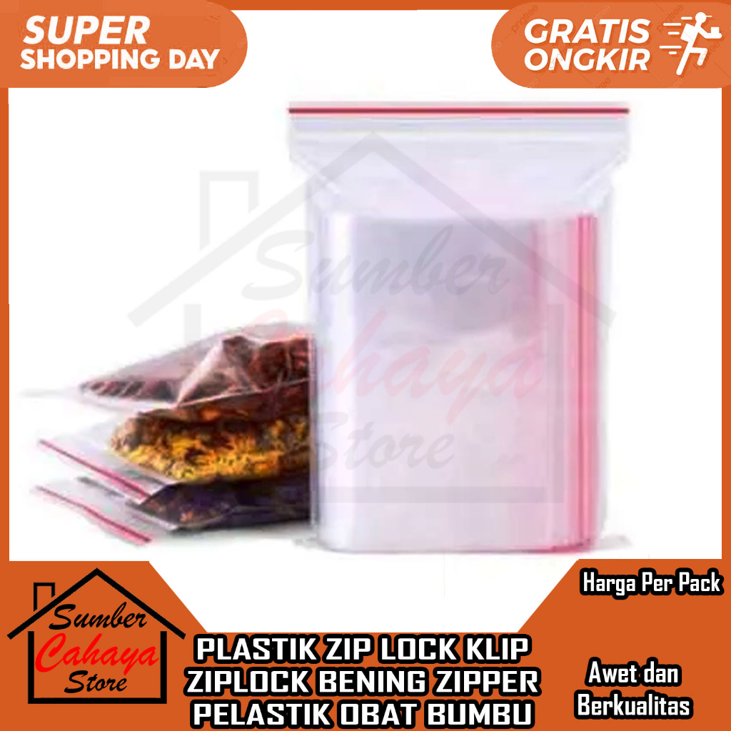 Jual Plastik Klip Bening Ukuran 16x25 20x30 Isi 100 Lembar Zip Lock Klip Ziplock Clip Zipper 5671