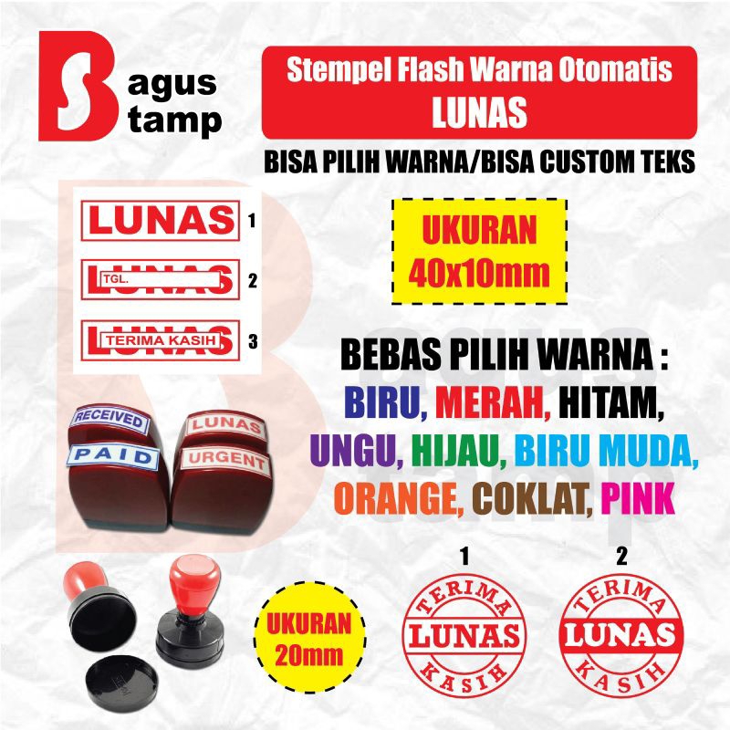 Jual Stempel LUNAS Warna Otomatis Flash Bisa Isi Ulang | Shopee Indonesia