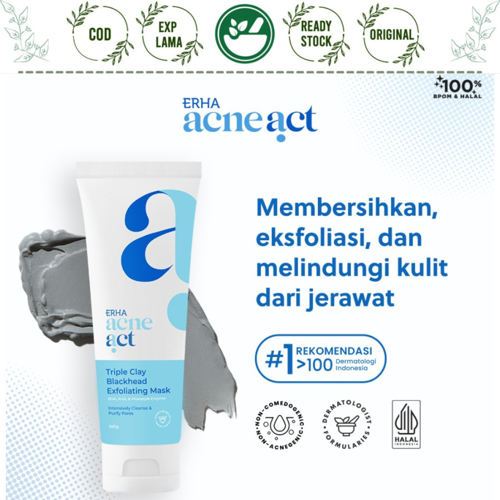 Jual ERHA ACNEACT TRIPLE CLAY BLACKHEAD EXFOLIATING MASK MASKER