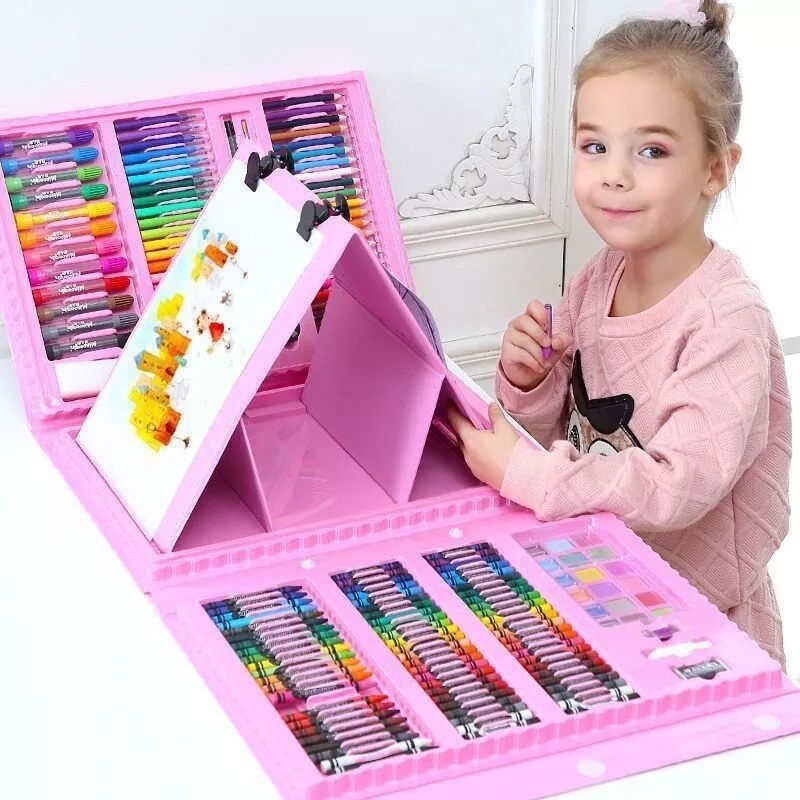 Jual CRAYON ANAK SET 208 IN 1 KRAYON ALAT LUKIS GAMBAR PENSIL WARNA