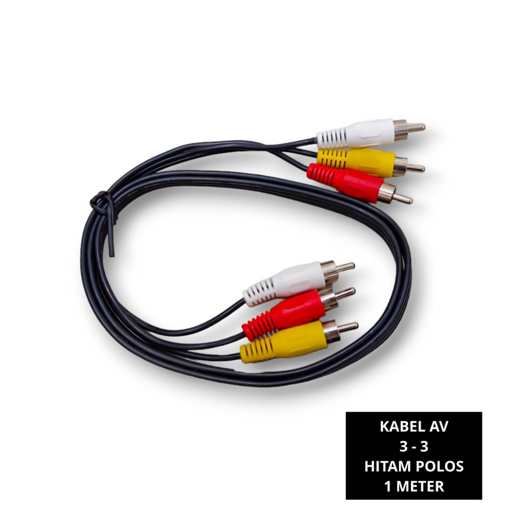 Jual Kabel AV RCA 3 Jalur Hitam Polos 1 Meter Audio Video 3-3 | Shopee ...