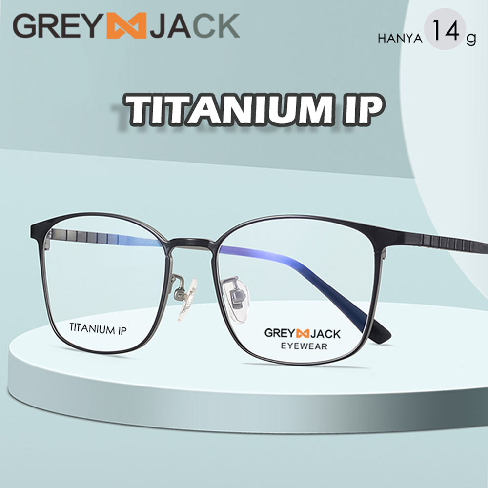 Jual Grey Jack Frame Kacamata Titanium Bussines Style Kotak Elegant Priawanita Bisa Minus Anti