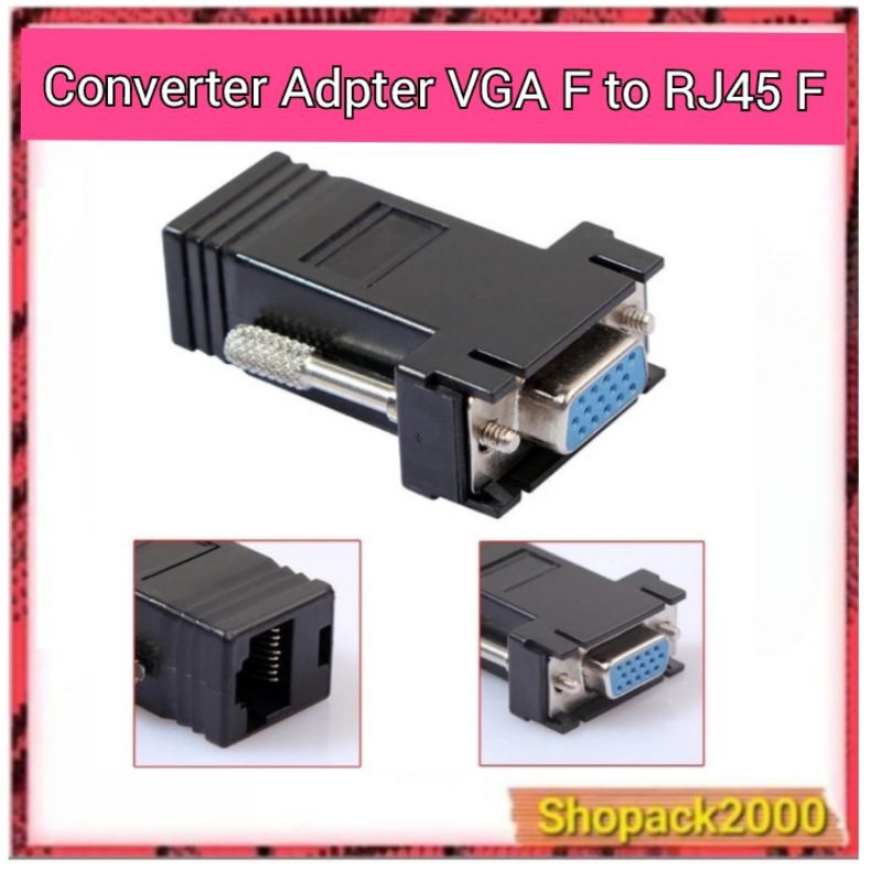 Jual VGA Extender Female to LAN Rj45 female / Connverter LAN to VGA