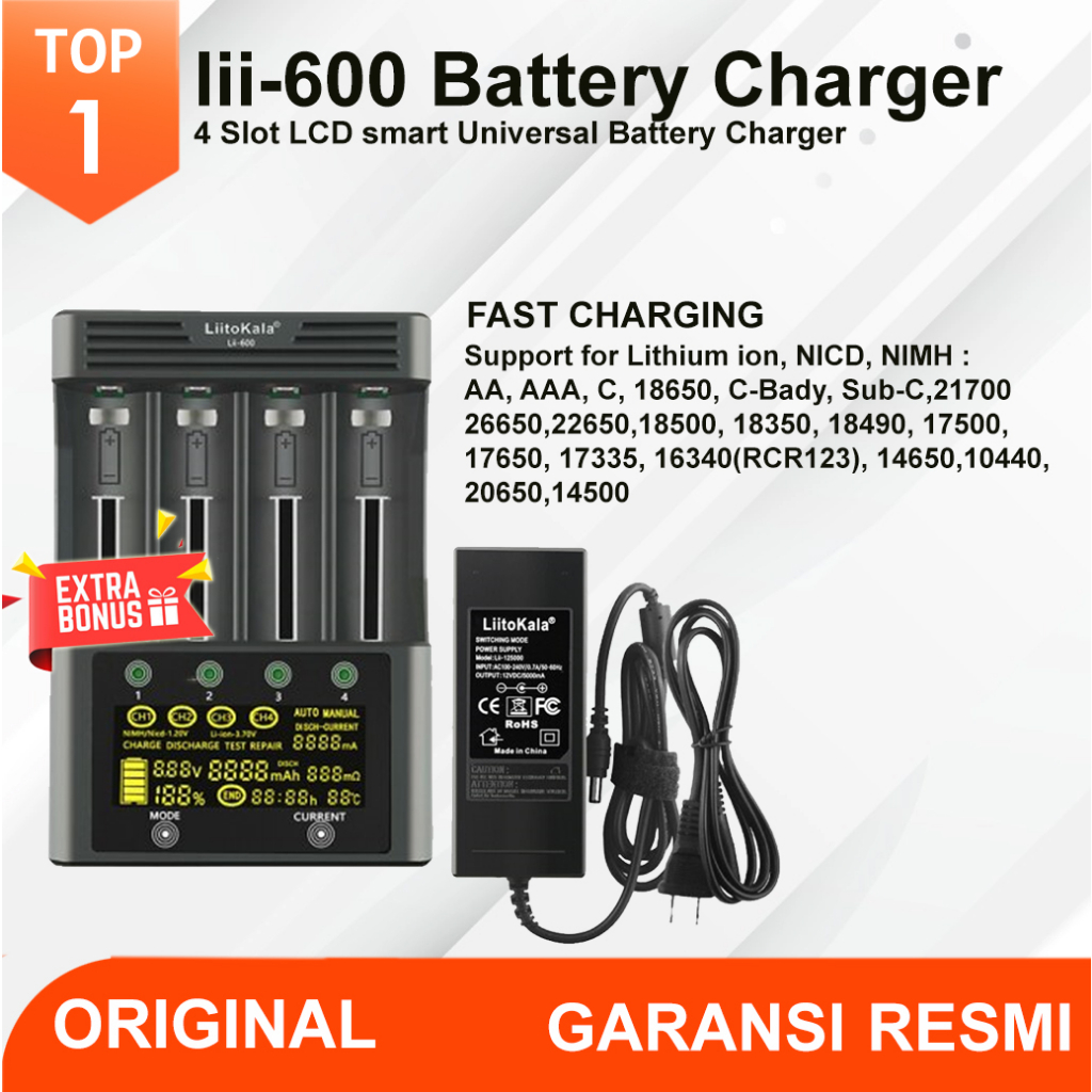 Jual Liitokala Lii 600 Smart Battery Charger Discharger Baterai Lii-600 ...
