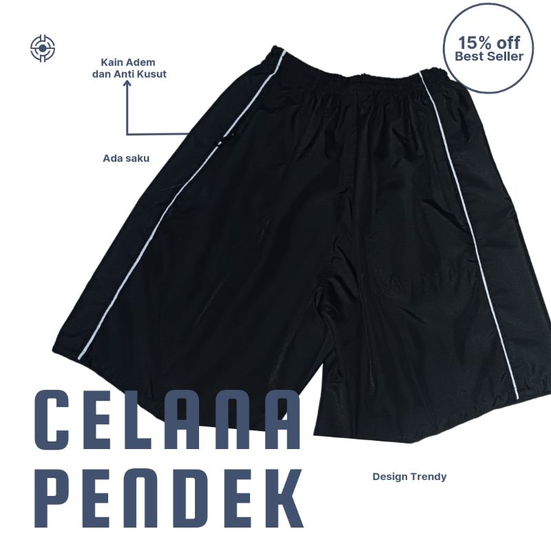 Jual Celana Pendek Parasut Olahraga Saku Resleting Pria Wanita Running