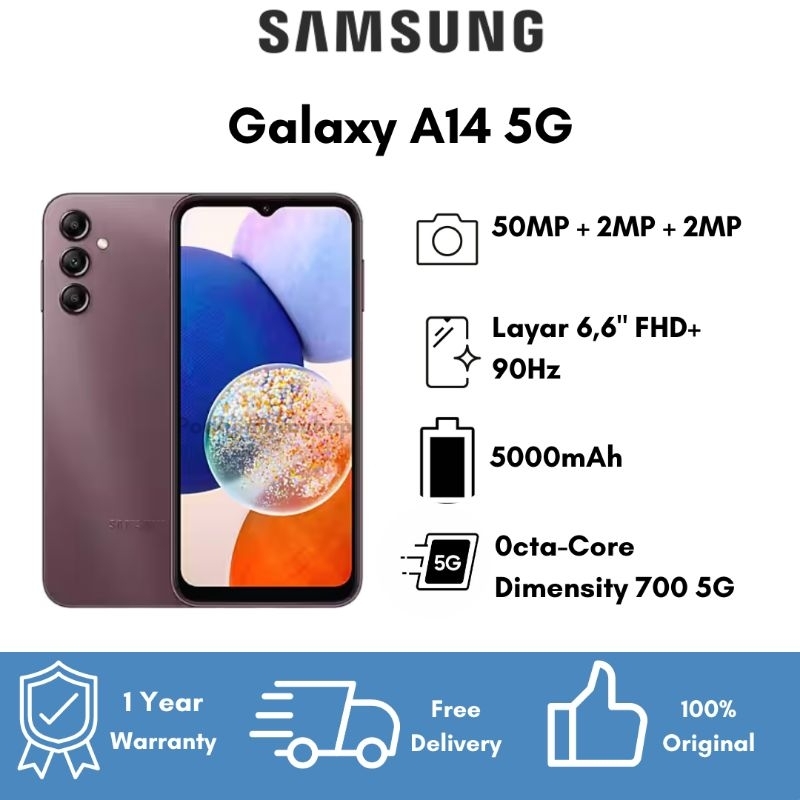 Jual Samsung Galaxy A14 5G 6/128GB - Dark Red | Shopee Indonesia