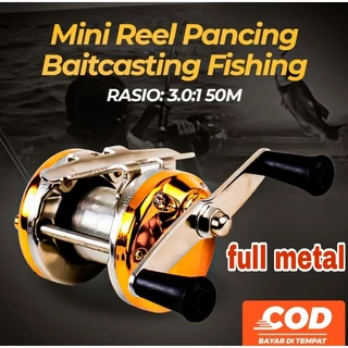 Jual Mini Reel Pancing Fishing Reel 3.0:1 Gear Ratio 50M - Red