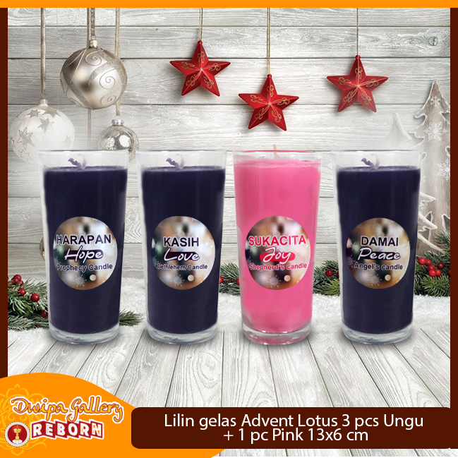 Jual Lilin Gelas Doa Rohani Advent Adven Ungu Pink Lilin Natal Sticker Shopee Indonesia