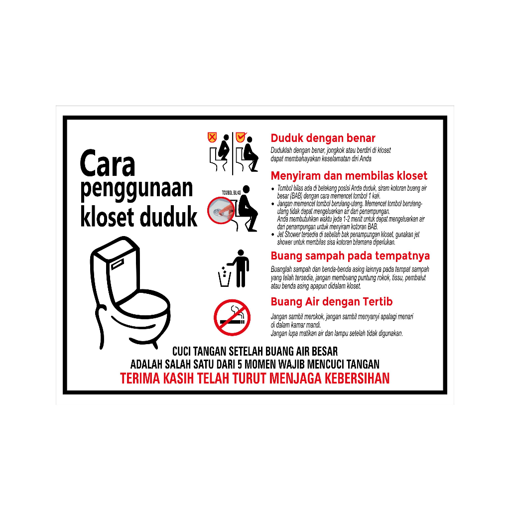 Jual Sign Sticker K Rambu Cara Penggunaan Toilet X Cm Shopee Indonesia