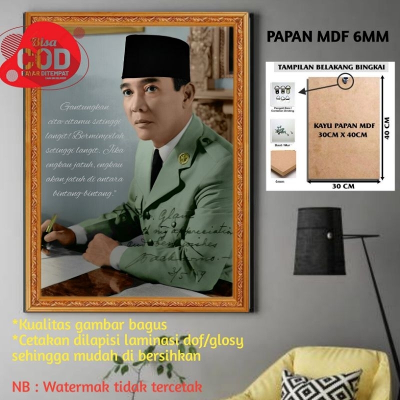 Jual Poster Ir.soekarno Hiasan Dinding Atau Walldekor Bahan Papan Kayu ...