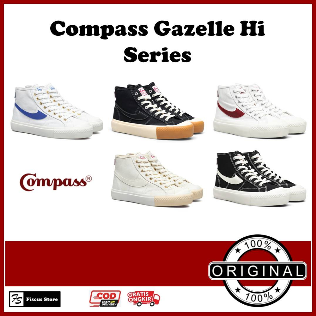 Jual [ORIGINAL] Sepatu Compass Gazelle High White Blue / Black Gum ...