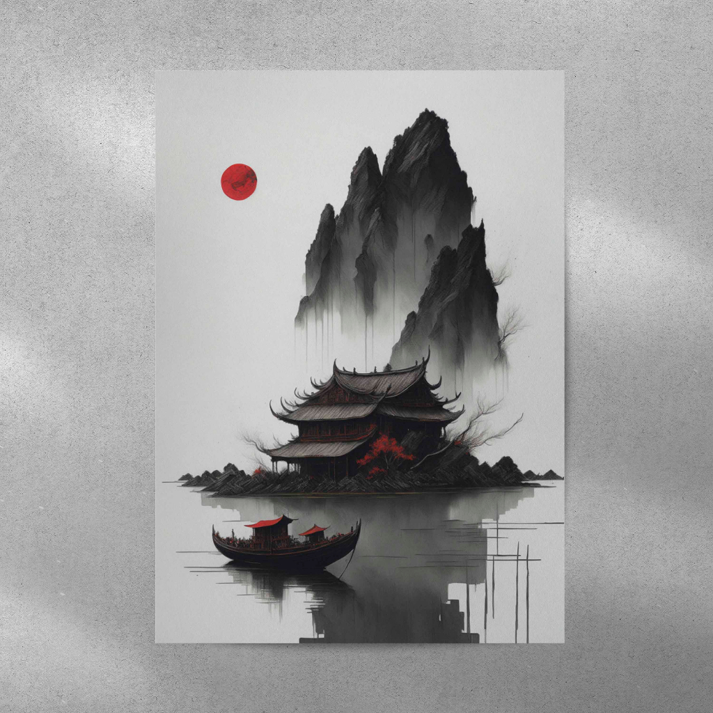 Jual Poster Estetik Lukisan Tinta China Chinese Ink Painting A3