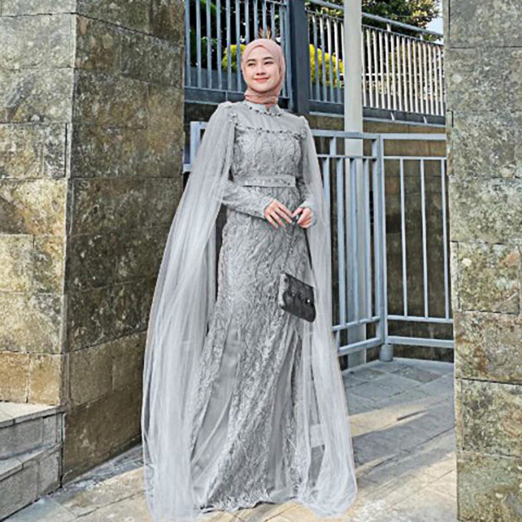 Dress Pesta Mewah Elegan Kondangan Wedding Dress Brokat Premium Terbaru Bridesmaid Hijab