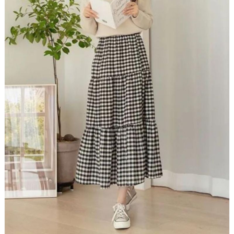 Jual Rok Susun Bahan Katun Kotak /Rok Panjang /Rok Terbaru | Shopee ...