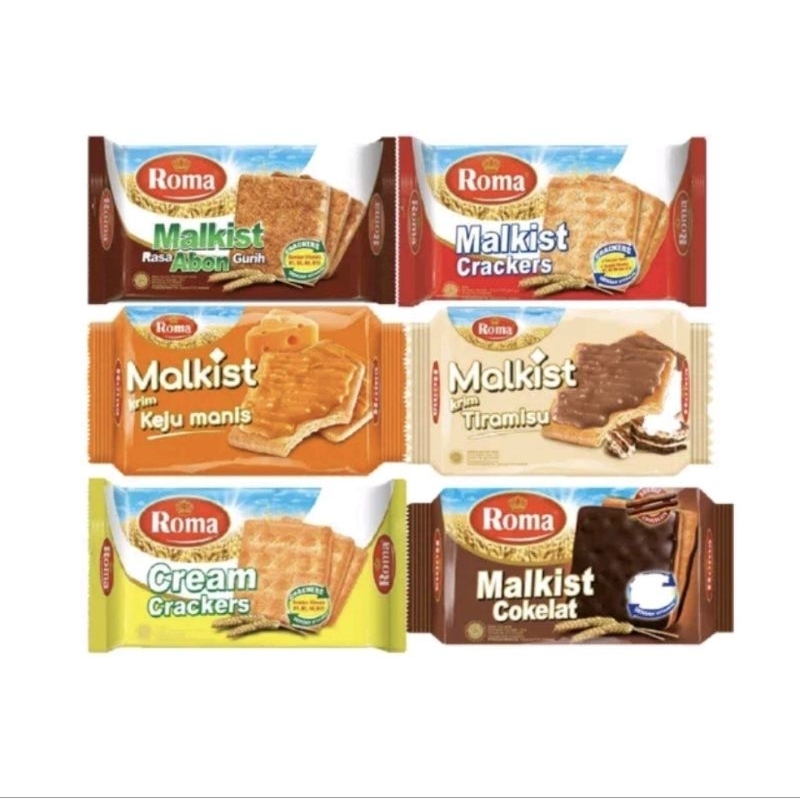 Jual Roma Malkist Crackers / Cream / Coklat / Vanilla / Tiramisu / Keju
