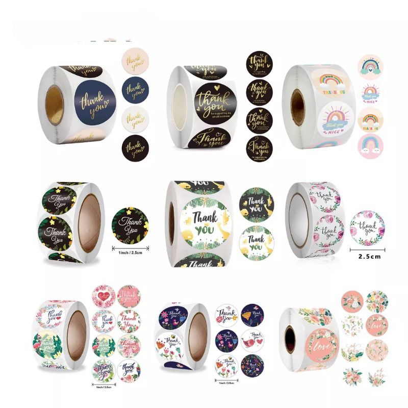 Jual Sticker Thank You 1 Roll 500PCS Stiker Label Makanan Tulisan Segel ...