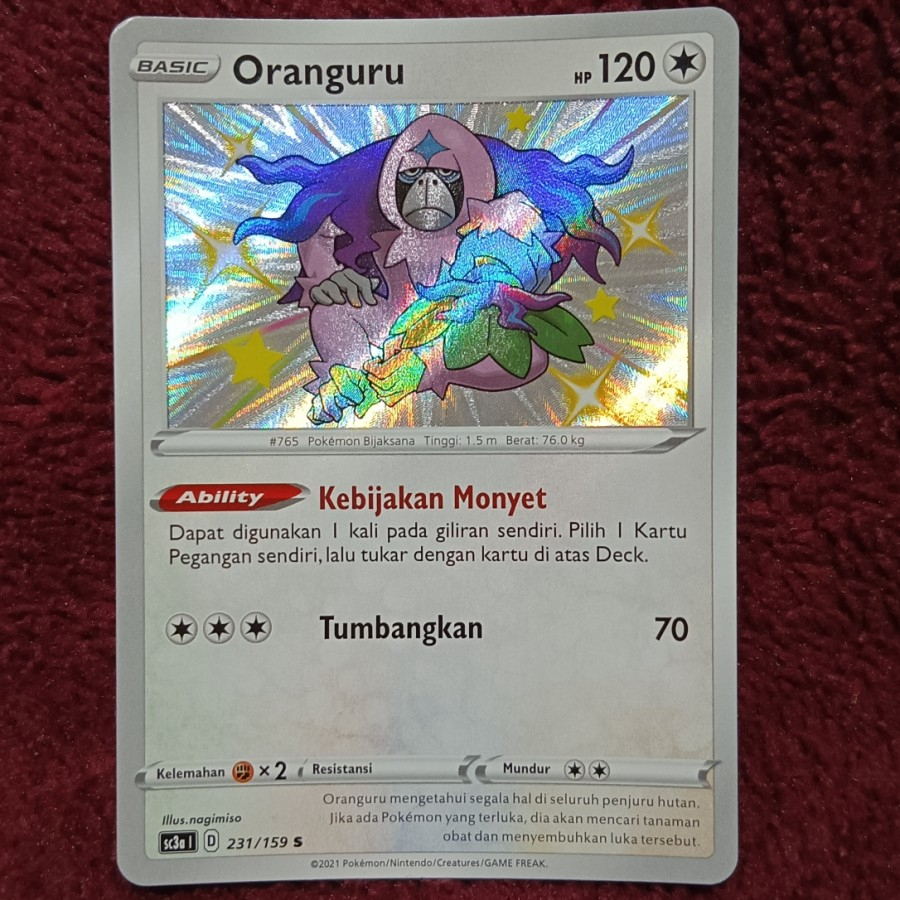shiny oranguru pokemon card Amazon.com: Pokemon - Oranguru SV098/SV122 - Shining Fates - Shiny Vault main image 1