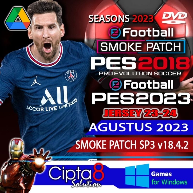 Jual PES 2018 + SMOKE PATCH V4 SEASON UPDATE 23-24 PRO EVOLUTION SOCCER ...