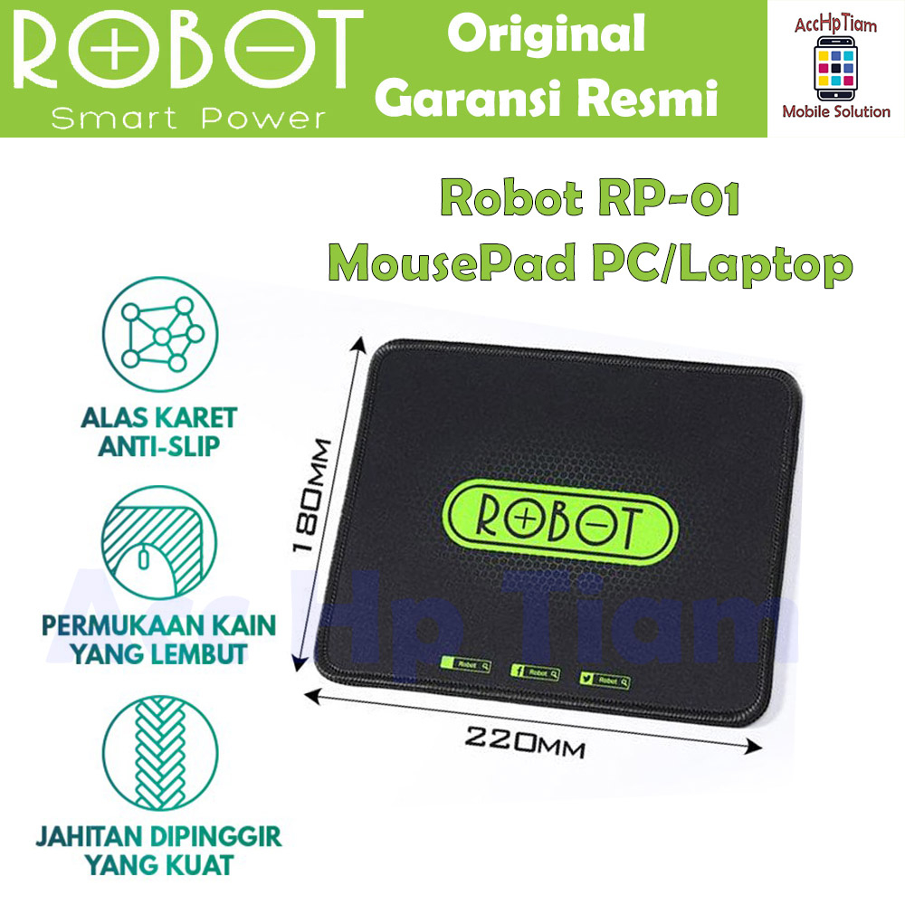 Jual Mousepad Robot RP01 - Anti Slip - Gaming Polos Hitam Murah Rubber ...