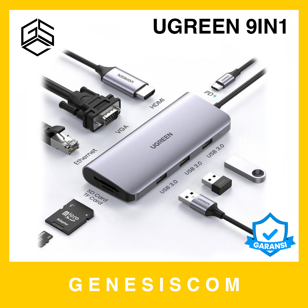 Jual USB Hub UGREEN 10in1 Type C to HDMI LAN VGA SD Card USB3.0 RJ45 PD ...